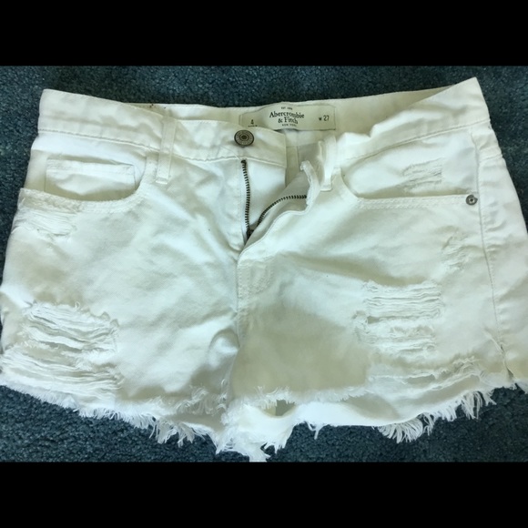 White high rise distressed denim shorts - Picture 1 of 2